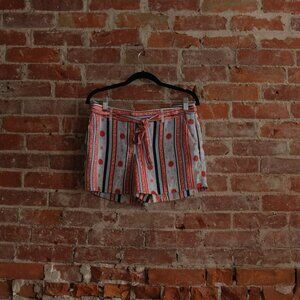 Women's Red + Blue Shorts w/ Tie